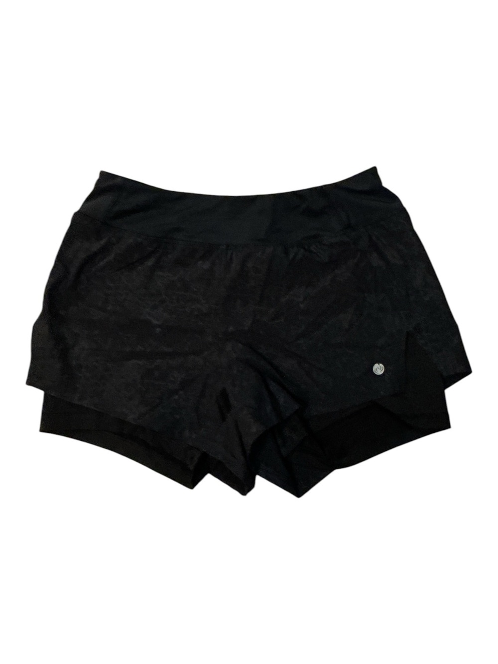 Women's Black Athletic Layered Running Shorts - Logo Detail